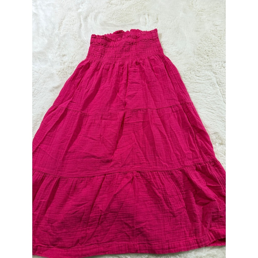 GAP‎ Tiered  Maxi Skirt XXS Fuchsia Pink Smocked Boho Summer Fairycore Festival - Picture 2 of 7